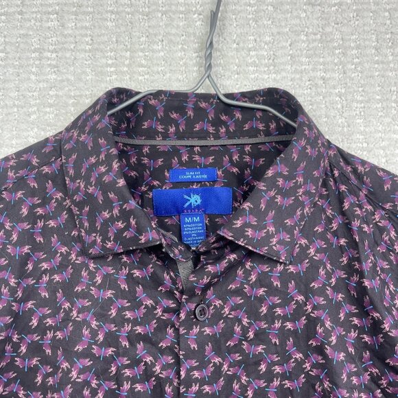 EGARA Mens Purple / Blue Firefly Bugs AOP Slim Fit Button Down Shirt Men Sz M - Picture 2 of 11
